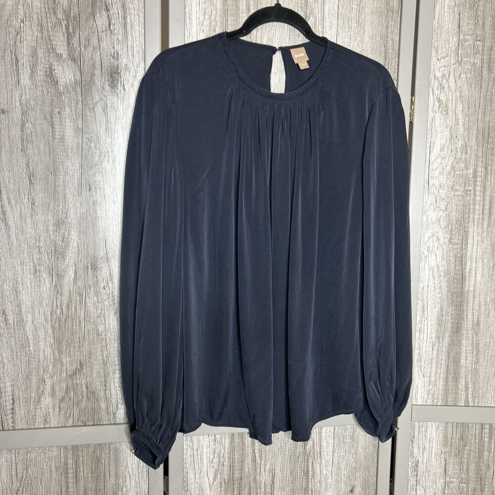 Hugo Boss Silk Blouse Size 14 Long Sleeves